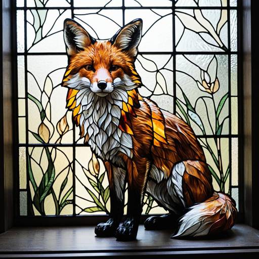 Stained Glass Fox Sculpture