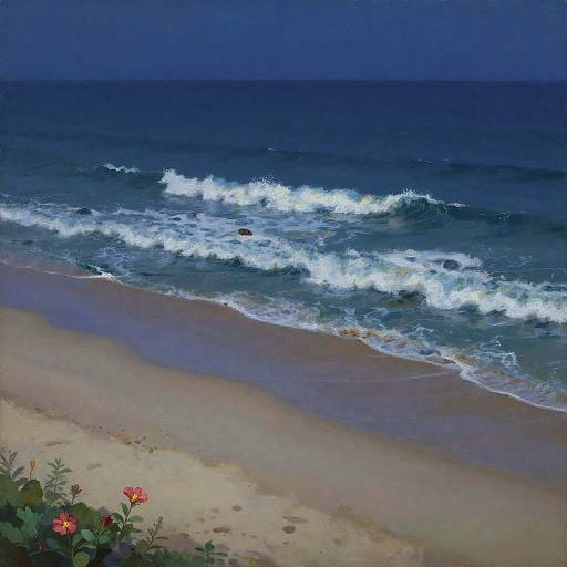 Nighttime Ocean Waves on Sandy Beach