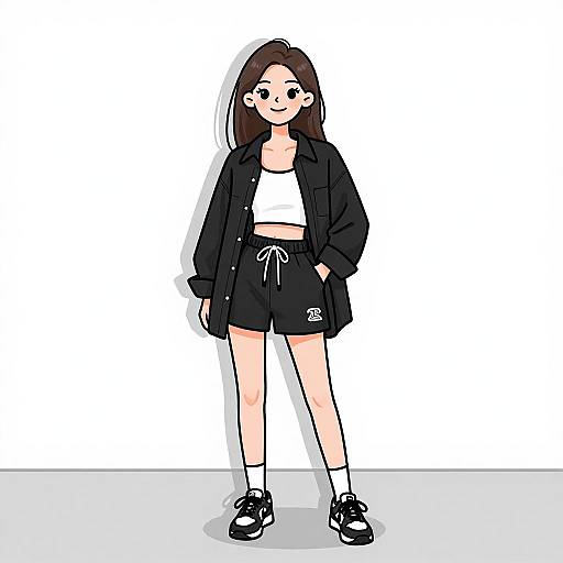 Smiling Woman in Trendy Streetwear