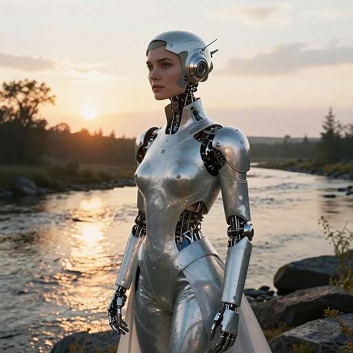 Dreamlike Arctic Botanist Couture Sunrise Portrait