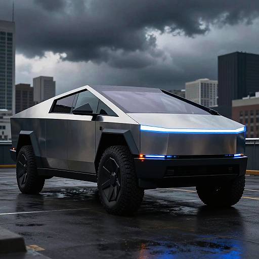 Futuristic Cybertruck with Neon Accents