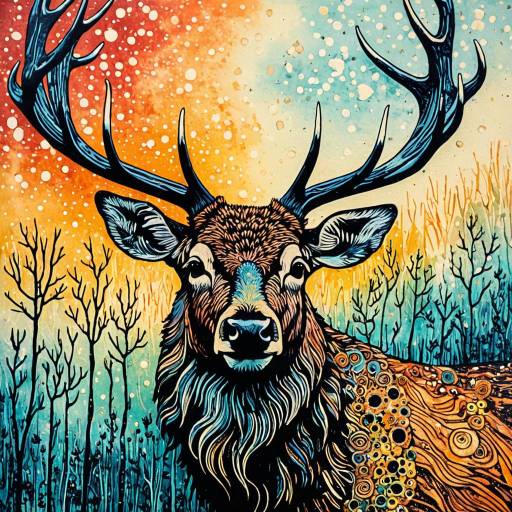 Abstract Whimsical Elk Artwork Abstract Whimsical Elk Artwork