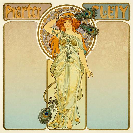 Art Nouveau Peacock Elegance Illustration