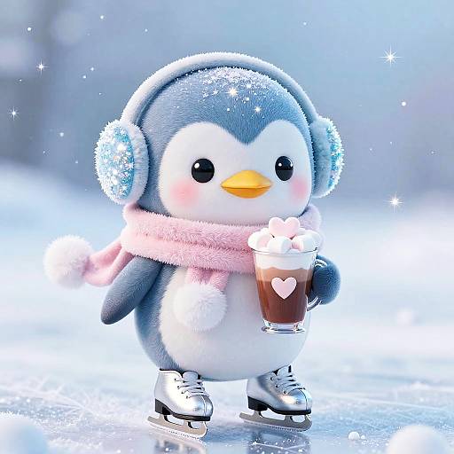 Kawaii Ice-Skating Penguin in Frosted Dream