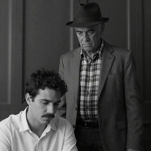 Intense Black-and-White Portrait of Men