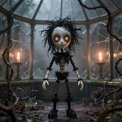 Gothic Marionette Doll in Victorian Greenhouse