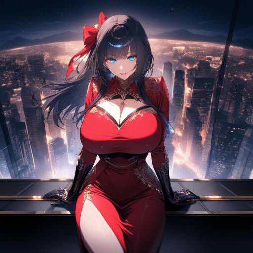 Stunning Nighttime Anime Portrait of Sayaka