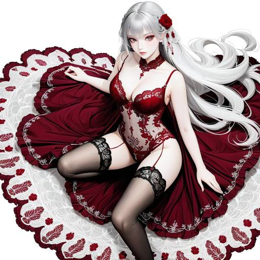 Elegant Woman with Silver Hair and Lingerie Elegant Woman with Silver Hair and Lingerie