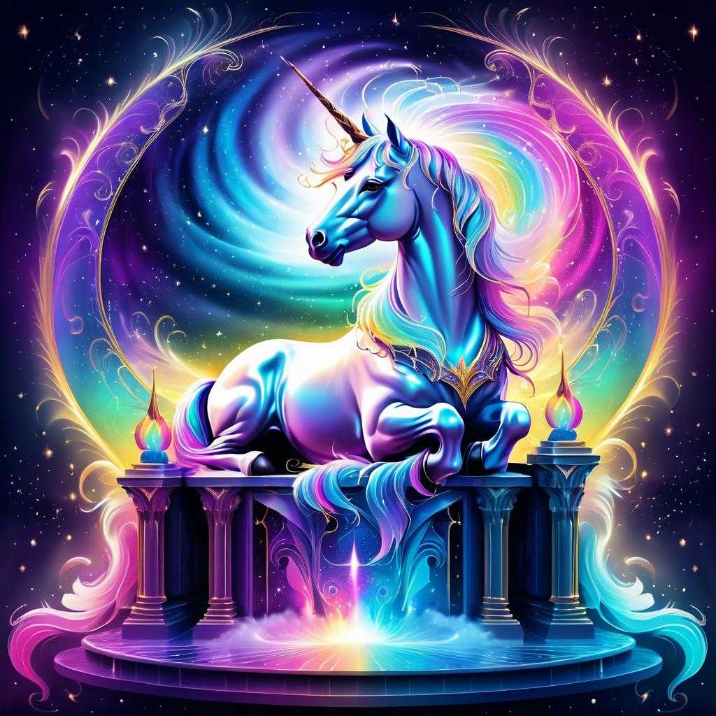 Mystical Unicorn Spirit on Throne