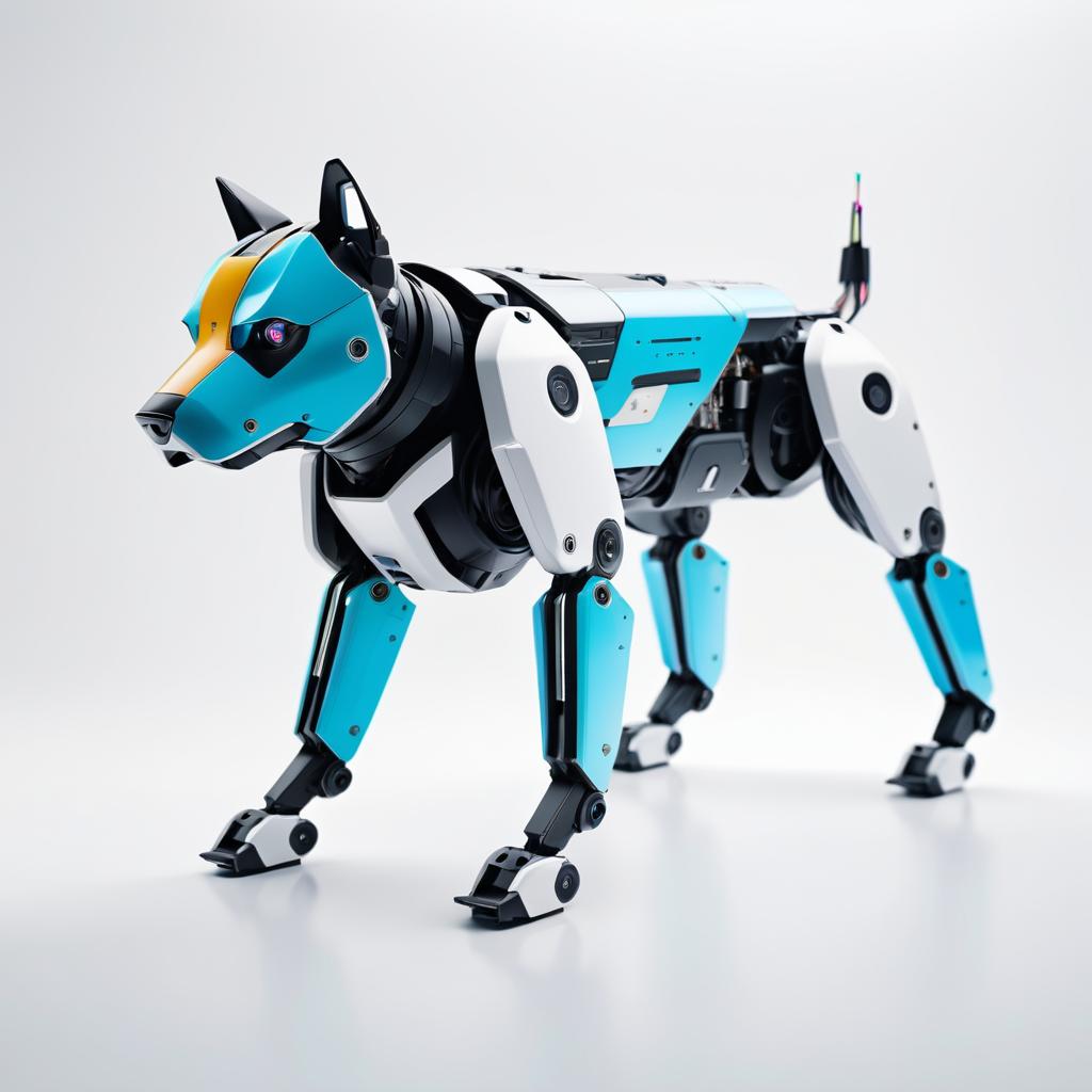 Cinematic Side View of Vibrant Robot Dog