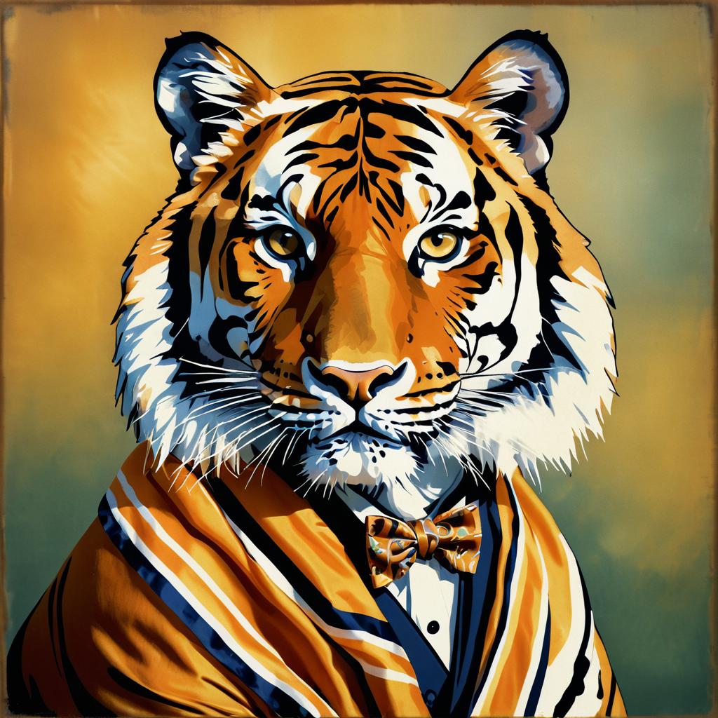 Elegant Bengal Tiger in Vintage Style