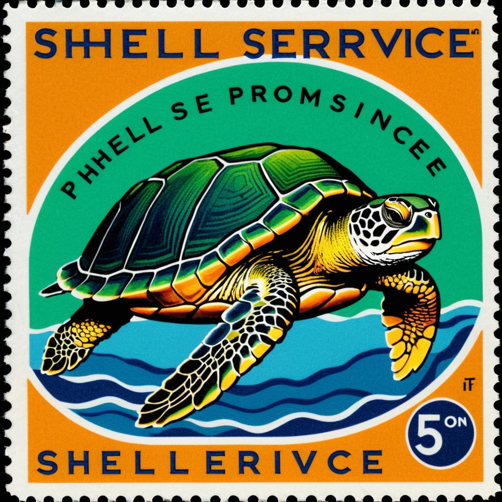 Whimsical Turtle Postage Stamp Design