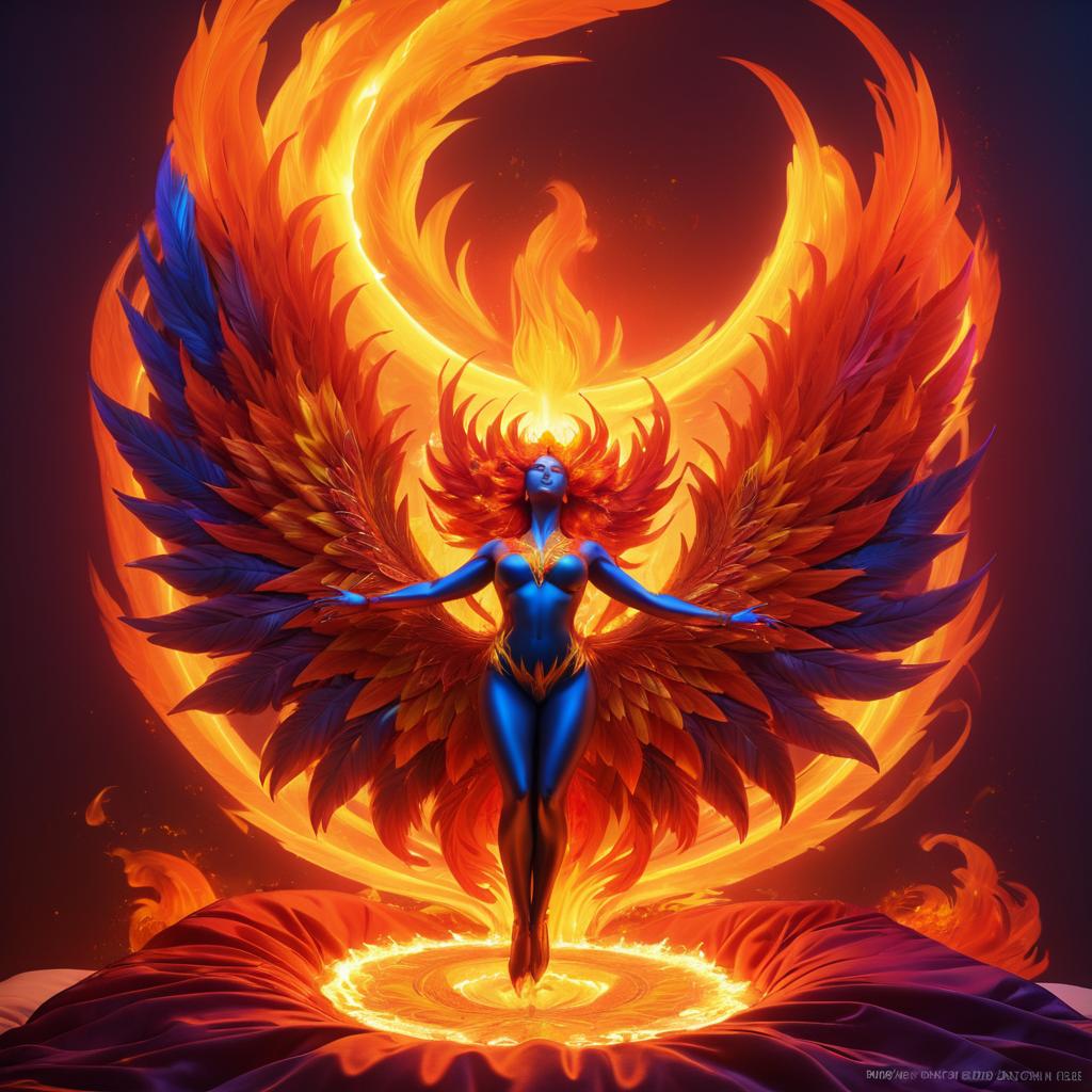 Vibrant Phoenix Rising from Flames