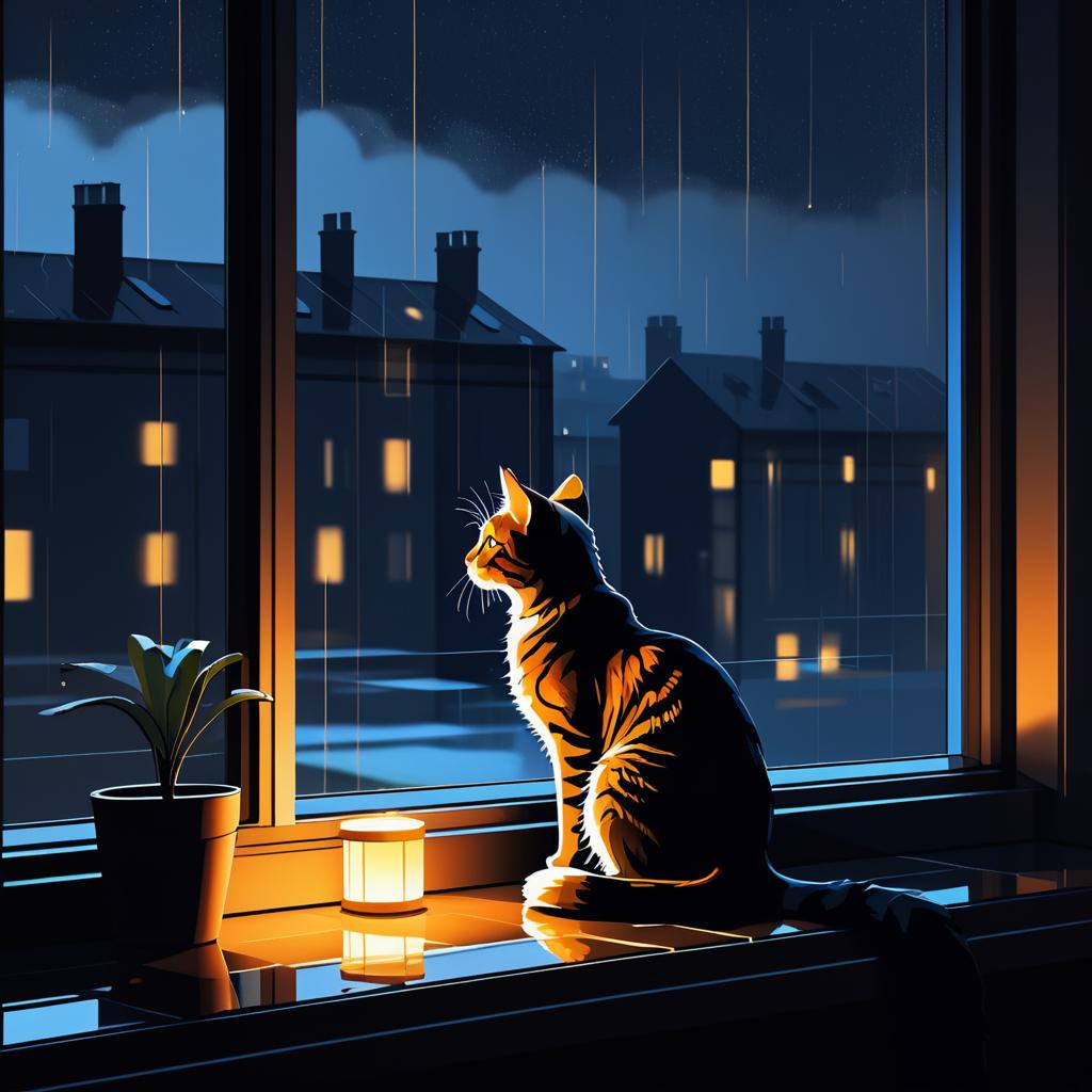 Melancholic Tabby Cat by the Window