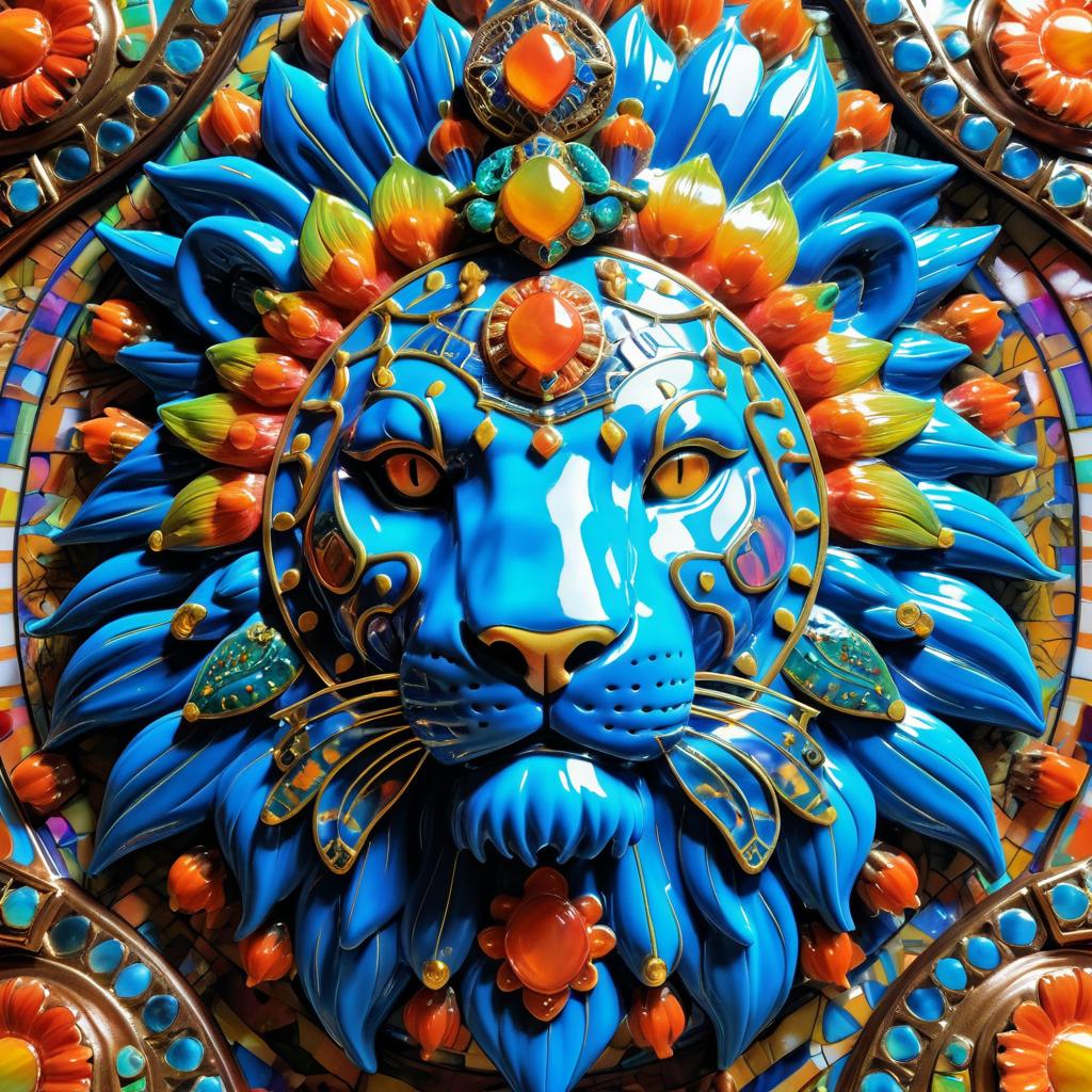 Vibrant Porcelain Lion: A Warrior's Essence