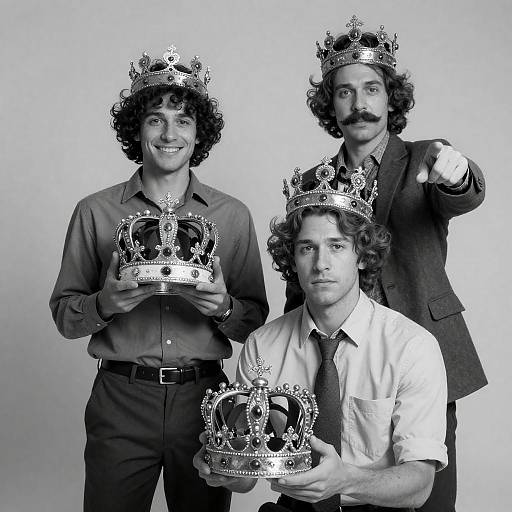 Elegant Trio in Crowns: A Classic Portrait