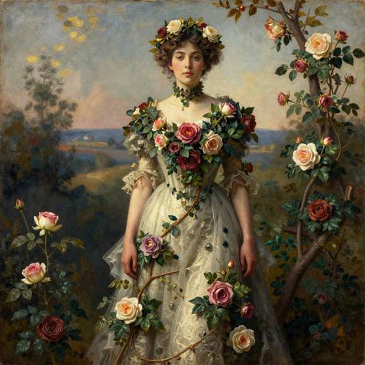Victorian Woman of Climbing Roses