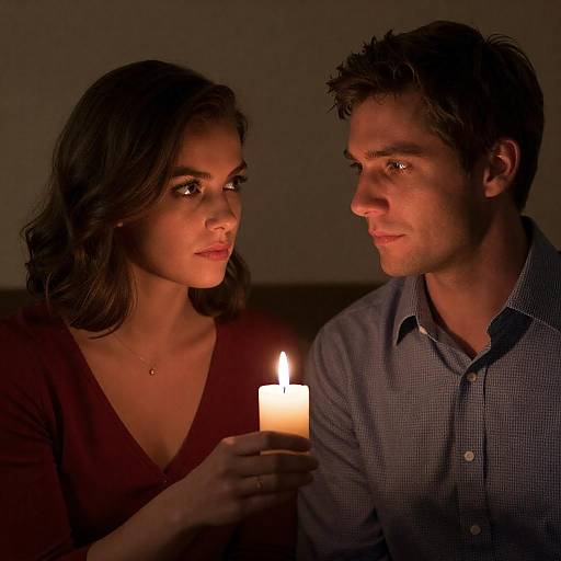 Candlelit Portrait of Intense Connection