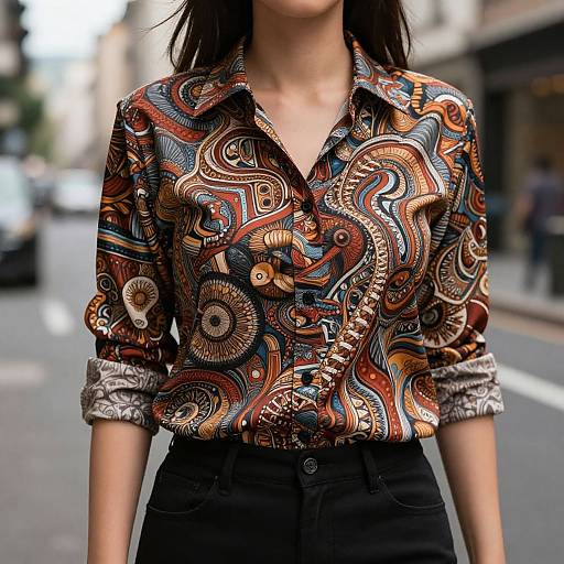 Bold Print Shirt on Trendy City Street