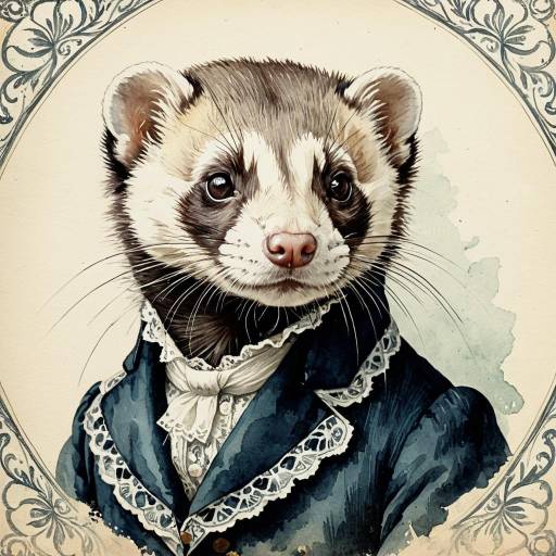Victorian Style Ferret Portrait
