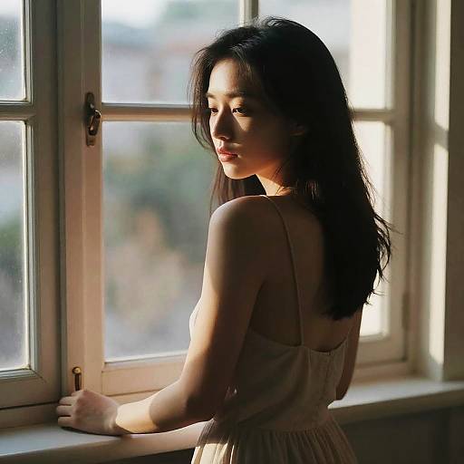 Photorealistic Portrait of Girl at Window