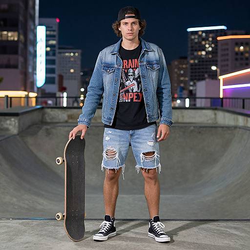 Skate Style in Neon Cityscape