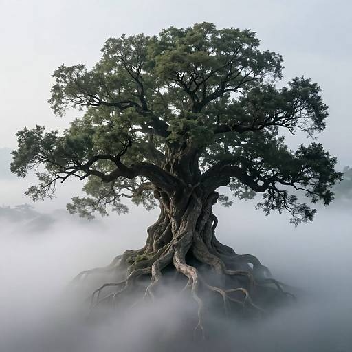 Majestic Ancient Tree in Mist