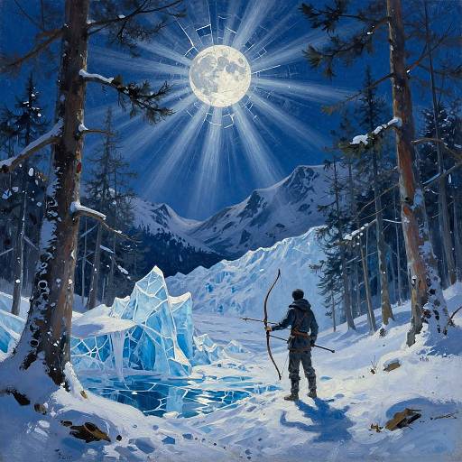Mythical Winter Archer in Icy Forest
