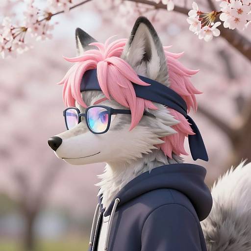 Wolf Boy with Cherry Blossoms