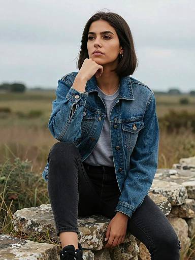 Moody Denim Portrait in Countryside