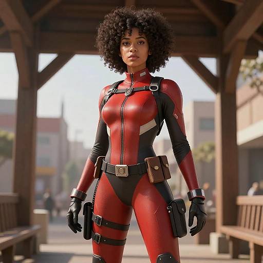 Confident Woman in Futuristic Bodysuit