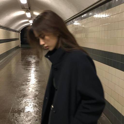 Mysterious Subway Portrait in Dim Light