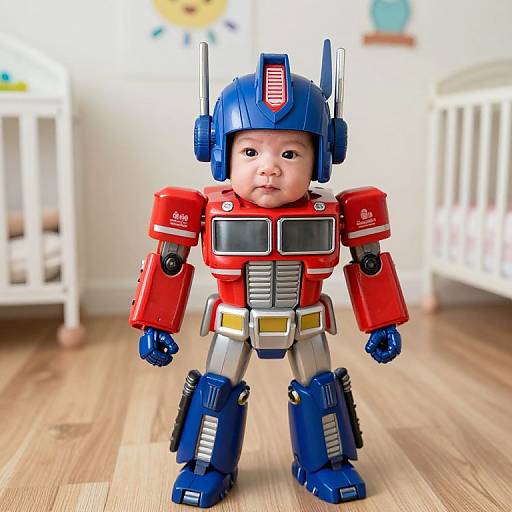 Cute Baby in Giant Robot Costume