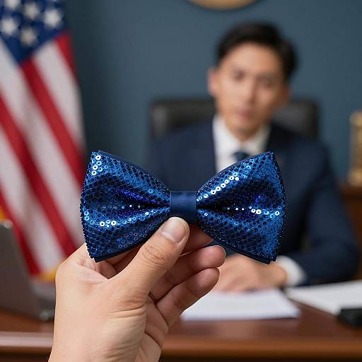Elegant Bow Tie Showcase in Office