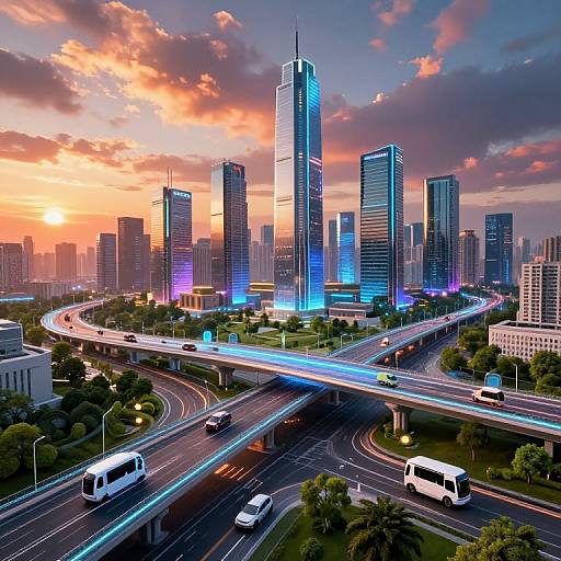 Futuristic City Skyline with Smart Infrastructure