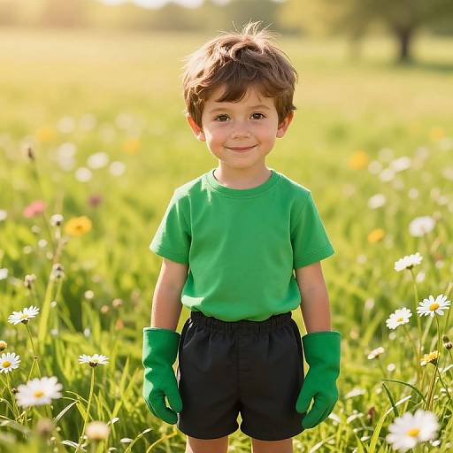 Confident Boy in Sunny Meadow