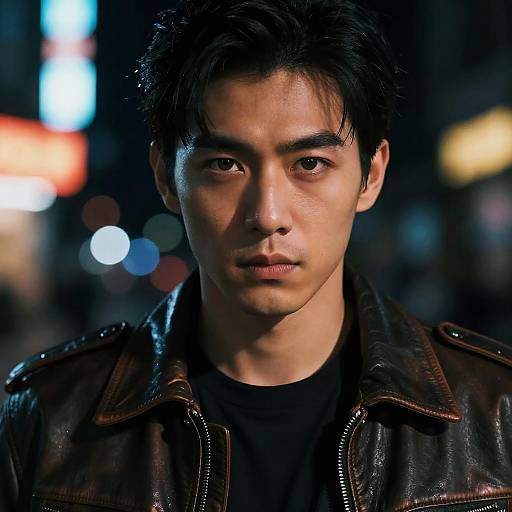 Cyberpunk Man with Neon Reflections