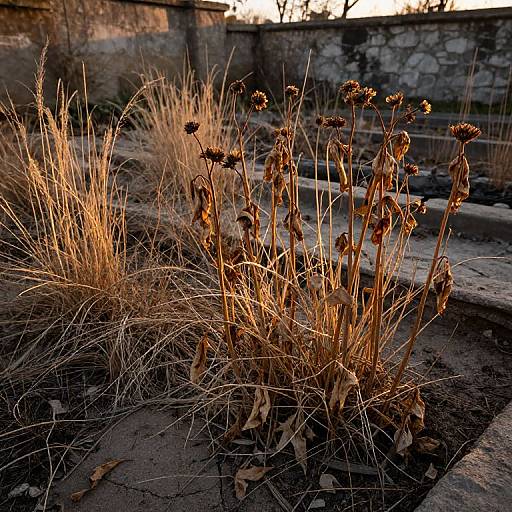 Sunset in Abandoned Garden Decay