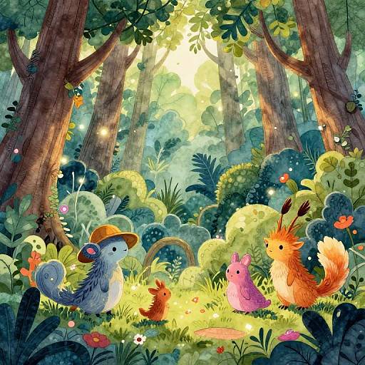Whimsical Fantasy Forest Illustration