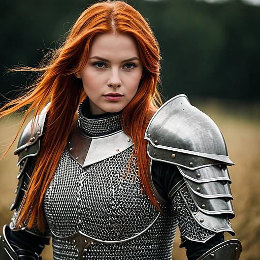 Red-Haired Woman in Knight Armor