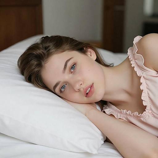Serene Portrait of a Young Woman in Bed