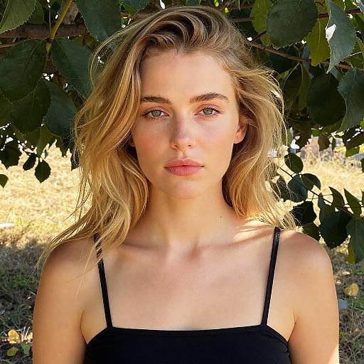 Melancholic Blonde Woman in Nature