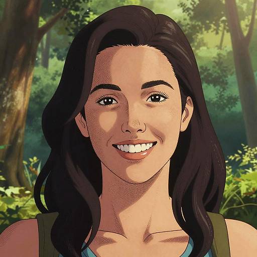 Happy Woman Portrait in Forest