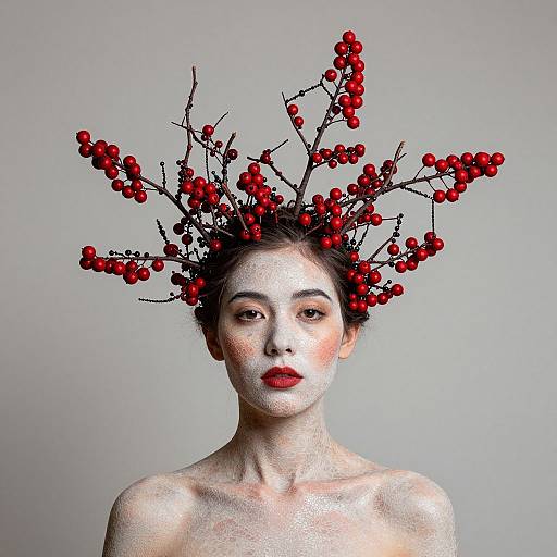 Surreal Mosaic Woman with Branches