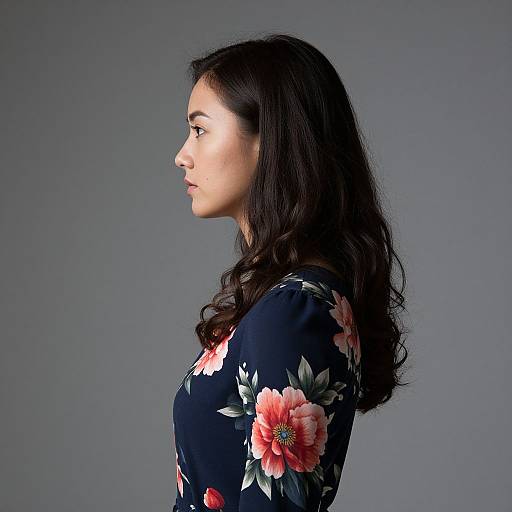 Elegant Woman in Floral Profile