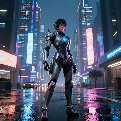 Cyberpunk Night in Futuristic City