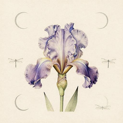Elegant Lavender Iris on Vintage Paper