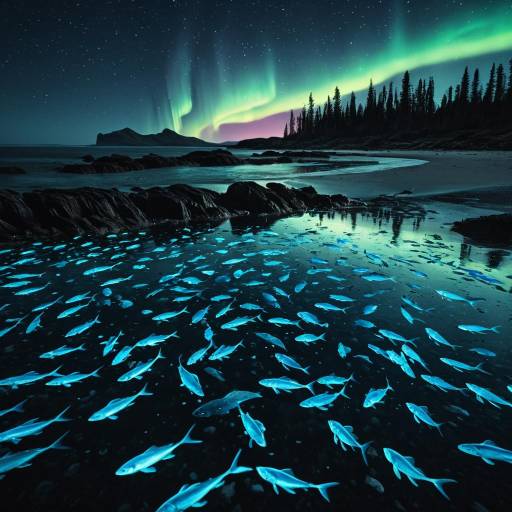 Bioluminescent Tide Under Aurora Borealis Bioluminescent Tide Under Aurora Borealis