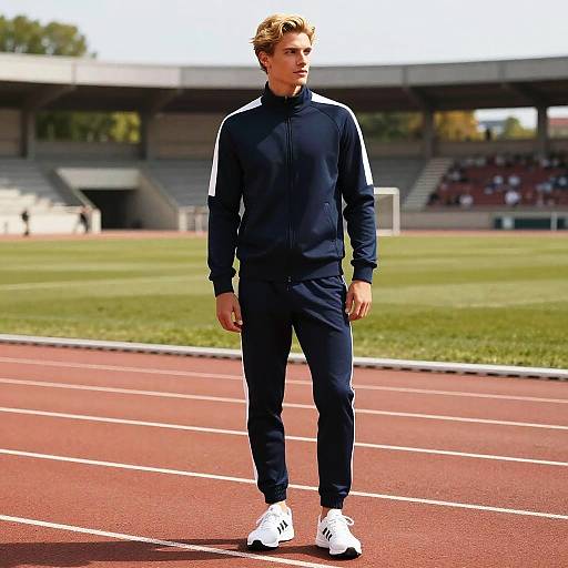 Ash Blonde Male Athlete in Tracksuit