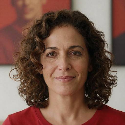 Gentle Smiling Woman in Red Shirt